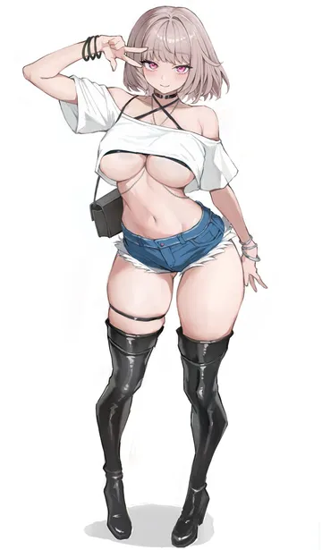 Пост #2590: torisanff14, original, 1girl, ass visible through thighs, bag, bare shoulders, black bag, black boots