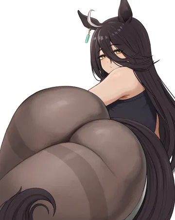 Пост #1041: brikot, umamusume, manhattan cafe (creeping shadow) (umamusume), manhattan cafe (umamusume), 1girl, ahoge, animal ears, ass