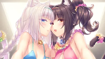 Пост #2685: sayori (neko works), nekopara, chocola (nekopara), vanilla (nekopara), 2girls, animal ears, bare shoulders, bell