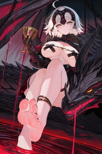 Пост #436: nekoda (maoda), fate (series), fate/grand order, jeanne d'arc alter (avenger) (fate), jeanne d'arc alter (fate), 1girl, armor, barefoot