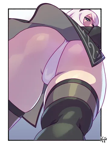 Пост #2139: 2b (nier:automata), 1girl, ass, ass focus, black dress, black thighhighs, border, dress