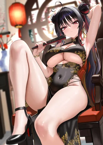 Пост #3252: jinpaitugounan, goddess of victory: nikke, moran (king of flowers) (nikke), moran (nikke), 1girl, arm up, armpits, bare shoulders