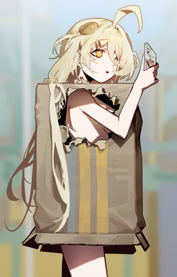 Пост #4060: its2h35, zenless zone zero, phoenix reffaella, 1girl, ahoge, blonde hair, blurry, blurry background