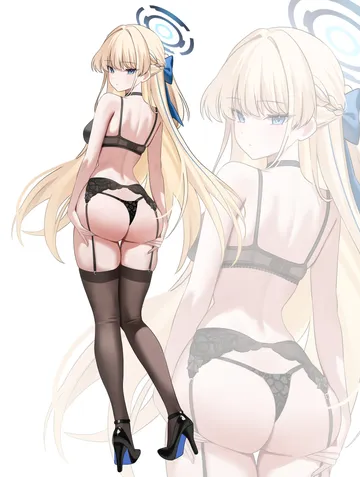 Пост #2865: nannung, blue archive, toki (blue archive), 1girl, ass, ass support, back, bare arms