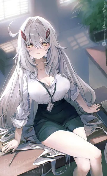 Пост #1487: minz (minh nguyen), genshin impact, ronova (genshin impact), 1girl, alternate costume, arm support, black nails, black skirt