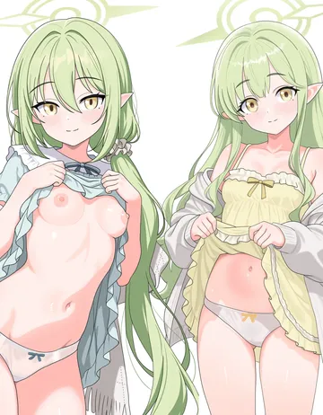 Пост #1177: myapanpan, blue archive, hikari (blue archive), hikari (kujibikido) (blue archive), nozomi (blue archive), nozomi (kujibikido) (blue archive), 2girls, bare shoulders