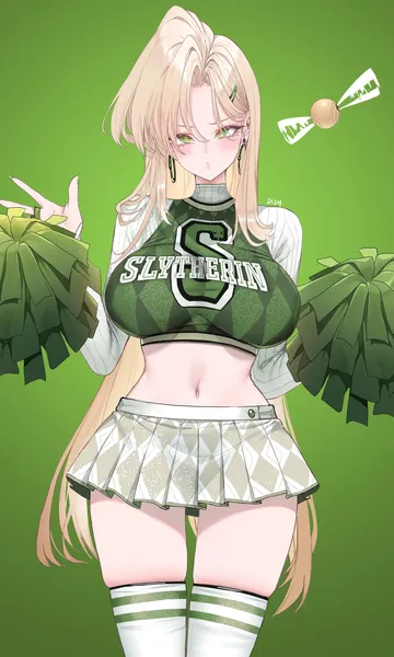 Пост #366: dishwasher1910, harry potter (series), wizarding world, malfoid, 1girl, blonde hair, breasts, cheerleader