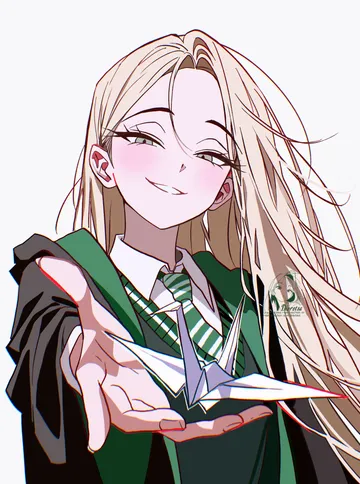 Пост #1201: dixretsa, harry potter (series), wizarding world, malfoid, 1girl, black coat, blonde hair, coat