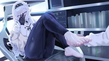 Пост #3818: rancidronin, blue archive, himari (blue archive), 1boy, 1girl, barefoot, black gloves, black hairband