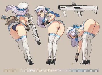 Пост #331: mikeymegamega, goddess of victory: nikke, neon (nikke), 1girl, annihilation (nikke), ass, bent over, blue neckerchief