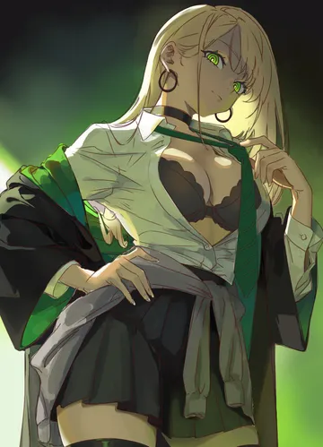 Пост #749: nitsuga zenitram, harry potter (series), wizarding world, malfoid, 1girl, black bra, black choker, black robe