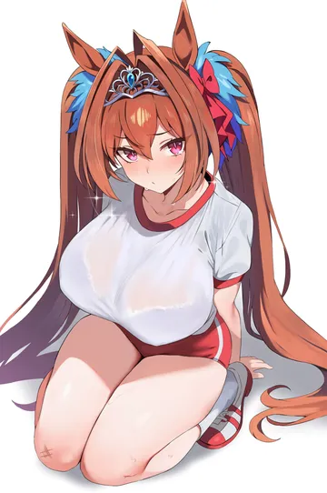 Пост #988: sylph kim, umamusume, daiwa scarlet (umamusume), 1girl, animal ears, blush, breasts, brown hair