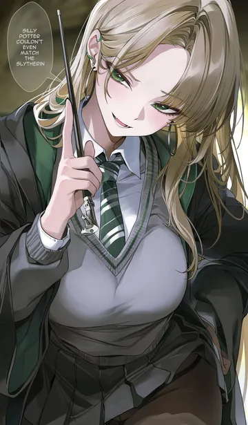 Пост #810: re0n, harry potter (series), wizarding world, malfoid, 1girl, black pantyhose, black skirt, blonde hair