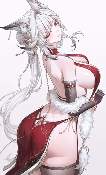 Пост #1746: abpart, wuthering waves, hsin (wuthering waves), 1girl, alternate costume, animal ear fluff, animal ears, artist name