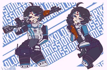 Пост #1991: 1girl, ahoge, android, animification, belt, black hair, blue eyes, cigarette