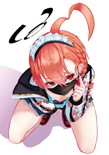 Пост #3804: rancidronin, blue archive, neru (blue archive), 1girl, ahoge, black halo, black nails, braid