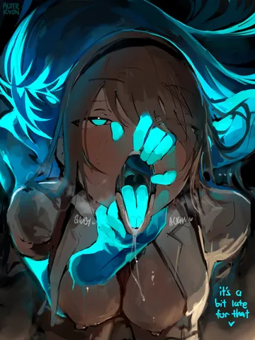 Пост #1311: alterkyon, original, 1girl, artist name, blue eyes, breasts, brown hair, collared shirt