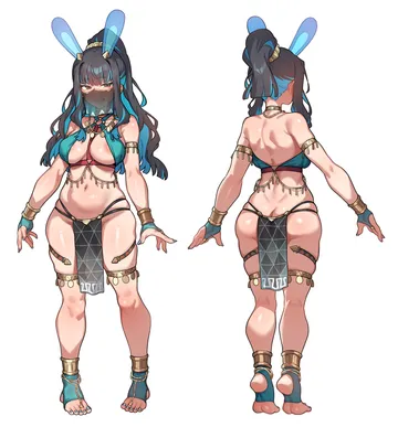 Пост #447: radishkek, fate (series), fate/grand order, tenochtitlan (fate), 1girl, alternate breast size (larger), animal ears, anklet, aqua bikini, areola slip, armlet, ass