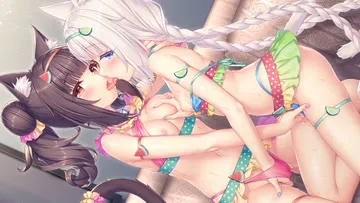 Пост #2689: sayori (neko works), nekopara, chocola (nekopara), vanilla (nekopara), 2girls, animal ears, bell, bikini