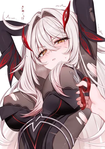 Пост #1204: hinagikumonnme, genshin impact, ronova (genshin impact), 1girl, arms up, black bodystocking, black dress, blush