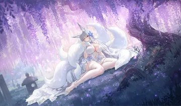 Пост #1891: shinano (azur lane), shinano (vow of blossoms and dreams) (azur lane), 1girl, animal ear fluff, animal ears, azur lane, blue eyes, blue flower
