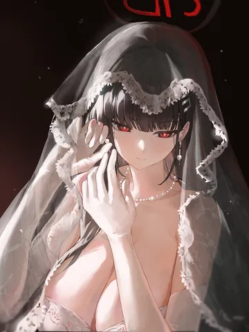 Пост #3545: jianjia, blue archive, rio (blue archive), 1girl, alternate costume, black background, black hair, black halo