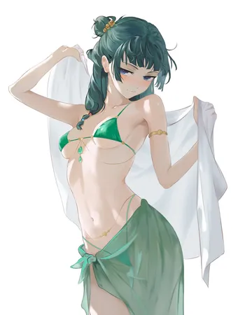 Пост #942: shewadap, kusuriya no hitorigoto, maomao (kusuriya no hitorigoto), 1girl, arm up, armlet, bare shoulders, belly chain