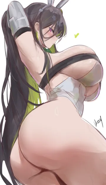 Пост #3646: uzzy2801, goddess of victory: nikke, guilty (mighty bunny) (nikke), guilty (nikke), 1girl, animal ear hairband, animal ears, ass