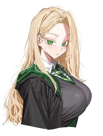 Пост #677: plentyofempty, harry potter (series), wizarding world, malfoid, 1girl, black ribbon, black sweater, blonde hair