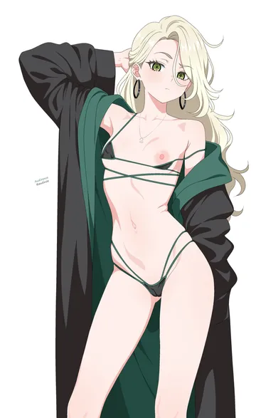 Пост #958: audirenze, harry potter (series), wizarding world, malfoid, 1girl, ass visible through thighs, bikini, black bikini