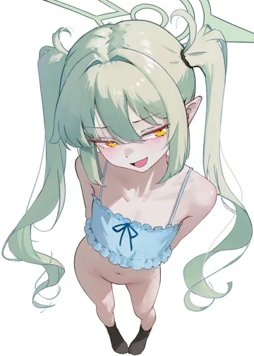 Пост #4052: toraifu, blue archive, nozomi (blue archive), :d, 1girl, alternate costume, arms behind back, averting eyes