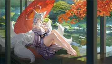 Пост #3069: yunsang, azur lane, hakuhou (azur lane), hakuhou (sunshower fox bride) (azur lane), 1girl, ahoge, animal ears, ass