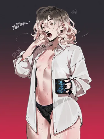 Пост #2275: gy beth, original, 1girl, black nails, black panties, blonde hair, body freckles, breasts