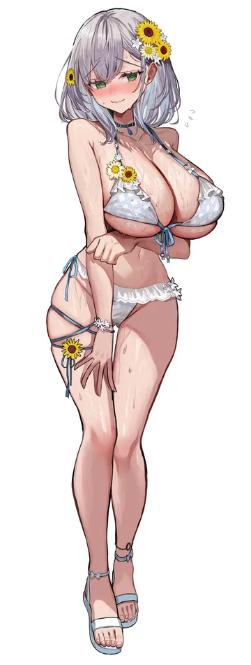 Пост #2998: rum raisin (chihiromakita19), hololive, hololive dreams, shirogane noel, shirogane noel (serene wave knight), 1girl, alternate breast size (larger), arm under breasts