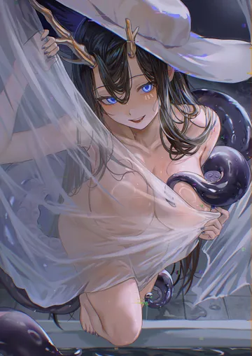 Пост #2862: ariko (aaaaarik), azur lane, golden hind (azur lane), golden hind (the pale phantom's smile) (azur lane), :d, 1girl, antlers, black hair