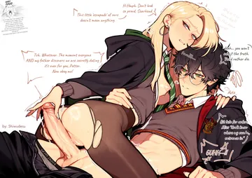 Пост #37: shiwudesu, harry potter (series), wizarding world, albus dumbledore, harry potter, malfoid, 1boy, 1girl, artist name, ass, bite mark, bite mark on ass