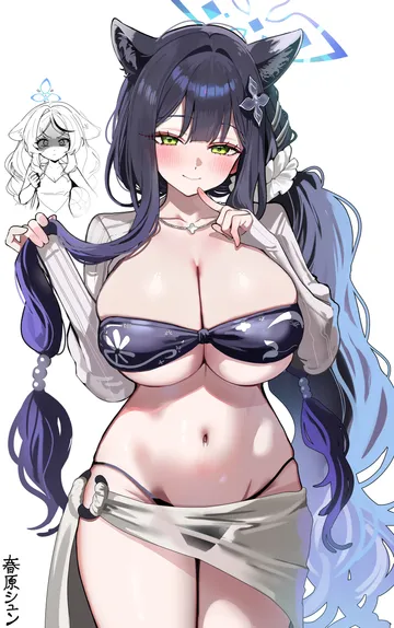 Пост #938: sak (lemondisk), blue archive, kokona (blue archive), kokona (swimsuit) (blue archive), shun (blue archive), shun (swimsuit) (blue archive), 2girls, animal ear fluff