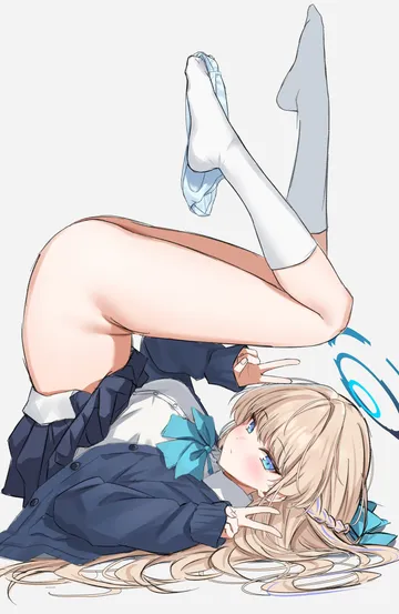Пост #227: kuria (clear trip second), blue archive, toki (blue archive), toki (school uniform) (blue archive), 1girl, aqua bow, aqua bowtie, black skirt, blonde hair, blue cardigan, blue eyes, blue halo