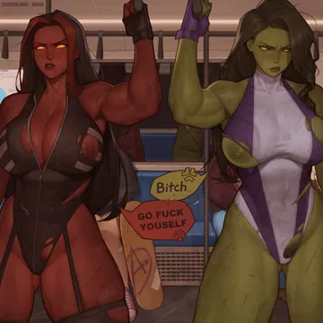 Пост #3850: asura (asurauser), marvel, betty ross, jennifer walters, red she-hulk, she-hulk, 1other, 2girls