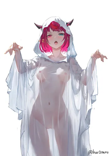 Пост #207: hzr2neru, hololive, hololive english, irys (hololive), 1girl, alternate costume, alternate hairstyle, bed sheet