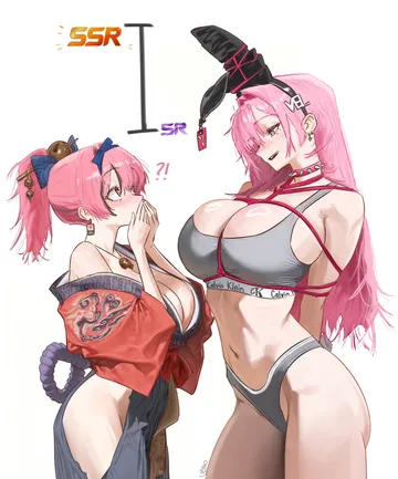 Пост #1071: ueno0123456789, goddess of victory: nikke, mast (nikke), mast (romantic maid) (tea service) (nikke), velvet (nikke), velvet (sensual rabbit) (nikke), !?, 2girls