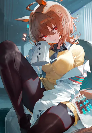 Пост #3537: suujiniku, umamusume, agnes tachyon (tach-nology) (umamusume), agnes tachyon (umamusume), 1girl, ahoge, animal ears, black necktie