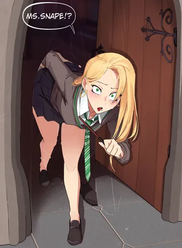 Пост #38: hentaly, harry potter (series), wizarding world, harry potter, malfoid, 1boy, 1girl, although she hurriedly put on clothes (meme), bent over, blonde hair, caught, clothed sex