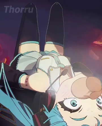 Пост #2489: vocaloid, hatsune miku, 1boy, 1girl, aqua eyes, aqua hair, aqua necktie, bar censor