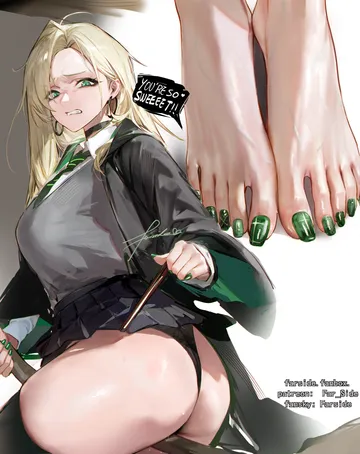 Пост #229: far side, harry potter (series), wizarding world, malfoid, 1girl, ass, black panties, black robe, blonde hair, breasts, broom, broom riding