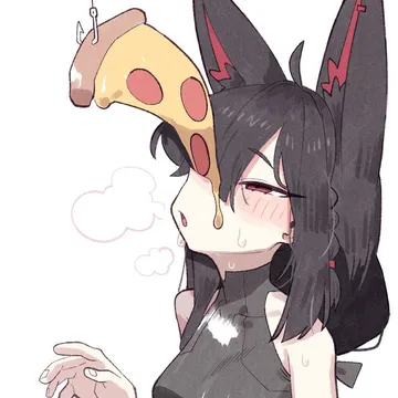 Пост #1989: 1girl, ahoge, animal ear fluff, animal ears, black hair, black shirt, blush, braid