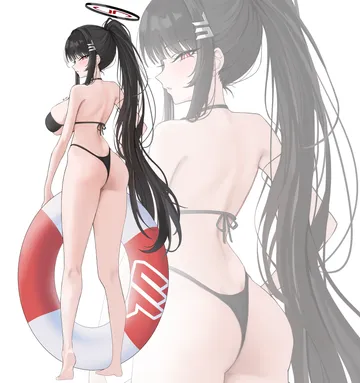 Пост #3605: chico (51m741), blue archive, rio (blue archive), 1girl, alternate costume, ass, bikini, black bikini