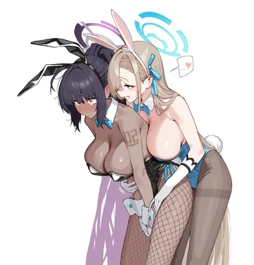 Пост #1645: anyak05, blue archive, asuna (blue archive), asuna (bunny) (blue archive), karin (blue archive), karin (bunny) (blue archive), 2girls, ahoge