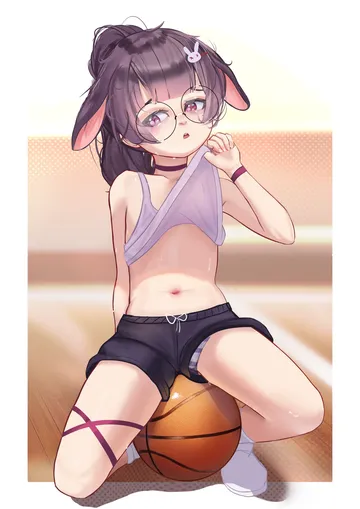 Пост #3755: rancidronin, indie virtual youtuber, fallenshadow (indie virtual youtuber), 1girl, animal ears, bags under eyes, ball, bare shoulders