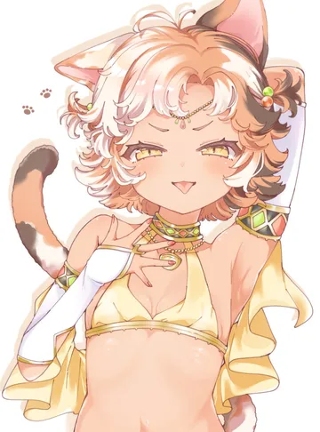 Пост #2701: blanche oo, nekopara, nekopara sekai connect, saffron (nekopara), :p, 1girl, animal ears, black hair
